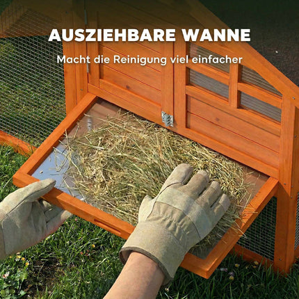 Two-Level Rabbit Hutch with Waterproof Roof, Wood, Indoor/Outdoor