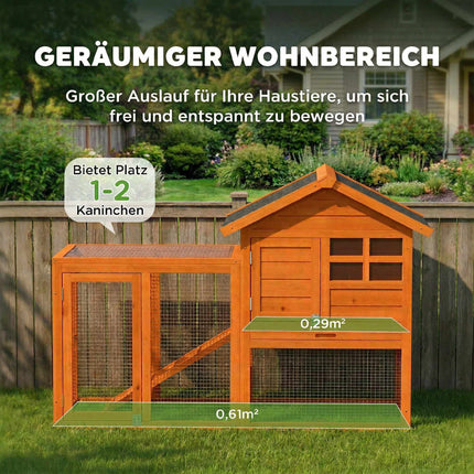Two-Level Rabbit Hutch with Waterproof Roof, Wood, Indoor/Outdoor