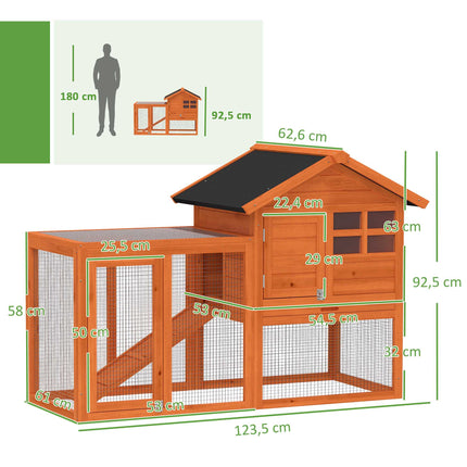 Two-Level Rabbit Hutch with Waterproof Roof, Wood, Indoor/Outdoor