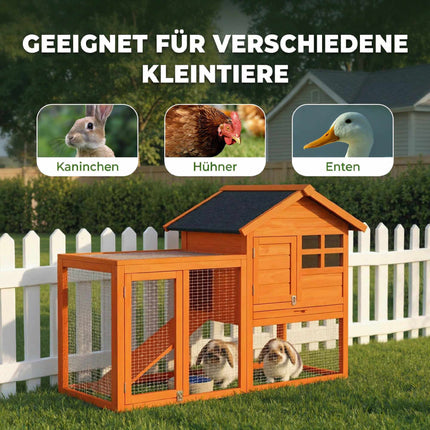 Two-Level Rabbit Hutch with Waterproof Roof, Wood, Indoor/Outdoor