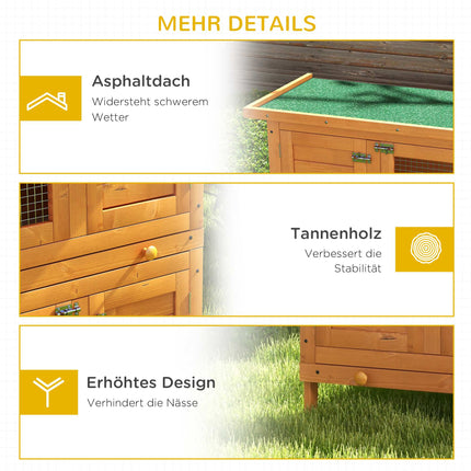 Two-Level Weatherproof Rabbit Hutch, Fir Wood, Green/Natural