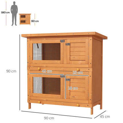 Two-Level Weatherproof Rabbit Hutch, Fir Wood, Green/Natural