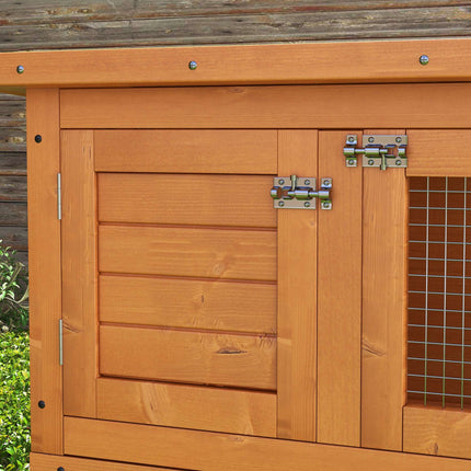 Two-Level Weatherproof Rabbit Hutch, Fir Wood, Green/Natural