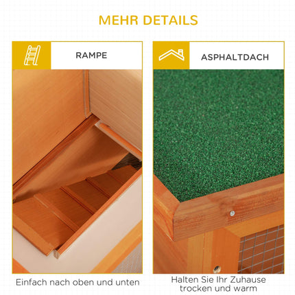 Two-Level Weatherproof Rabbit Hutch, Fir Wood, Natural/Green