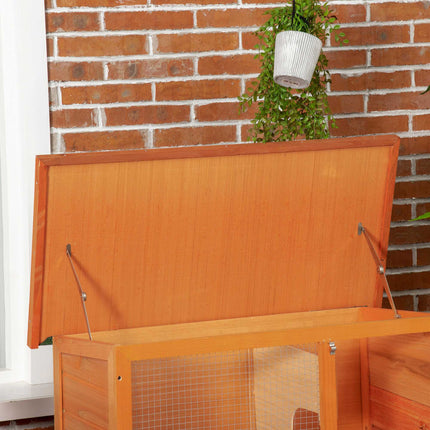 Two-Level Weatherproof Rabbit Hutch, Fir Wood, Natural/Green