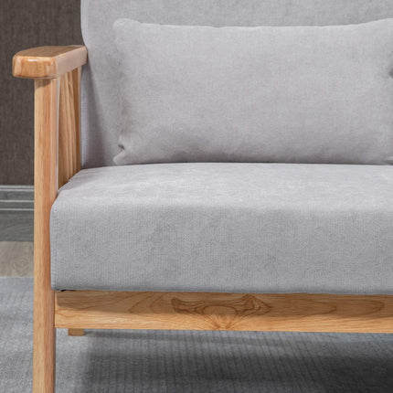 Two-seater loveseat sofa in velvet with cushions, gray