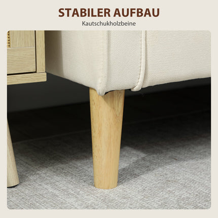 Zweisitzer-Sofa mit Stauraum, cremefarbener Samt, 117 cm