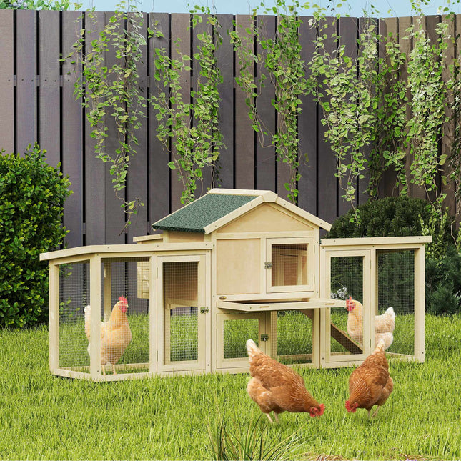 Two-Story Wooden Chicken Coop with Run and Ramp