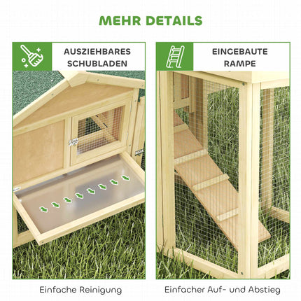 Two-Story Wooden Chicken Coop with Run and Ramp