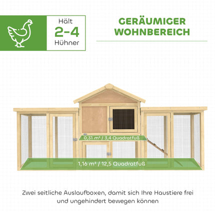 Two-Story Wooden Chicken Coop with Run and Ramp