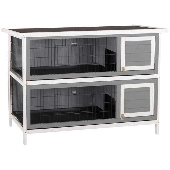 Two-Story Wooden Small Animal Hutch for Guinea Pigs