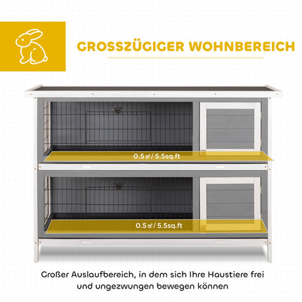 Two-Story Wooden Small Animal Hutch for Guinea Pigs