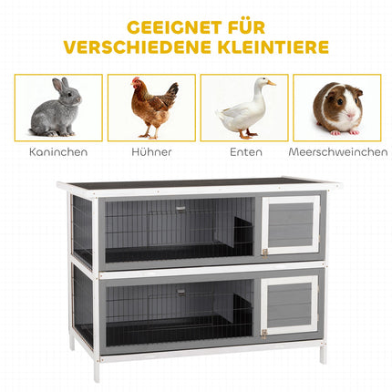 Two-Story Wooden Small Animal Hutch for Guinea Pigs
