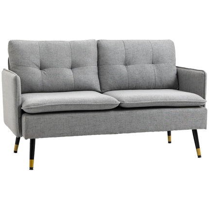 Zweisitziges graues Sofa mit Kissen, Leinenoptik