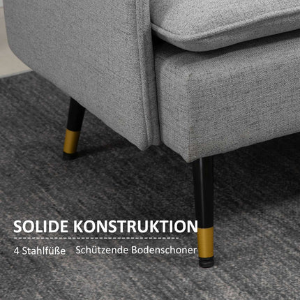 Zweisitziges graues Sofa mit Kissen, Leinenoptik