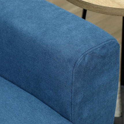 Blaues 2-Sitzer Samtsofa mit Kissen und tiefer Sitzfläche