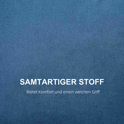 Blaues 2-Sitzer Samtsofa mit Kissen und tiefer Sitzfläche