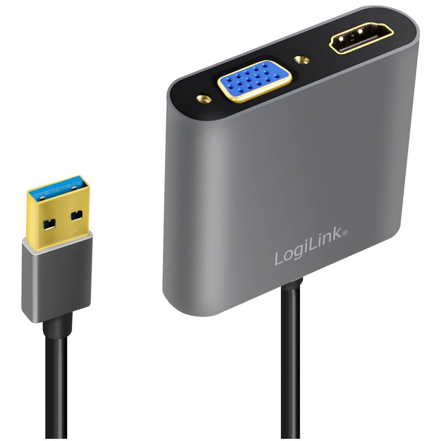 USB-A 3.0 -> HDMI-Buchse + VGA-Buchse Adapter