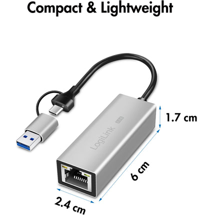 USB-A/USB-C -> 2,5 Gigabit Netzwerkadapter RJ45