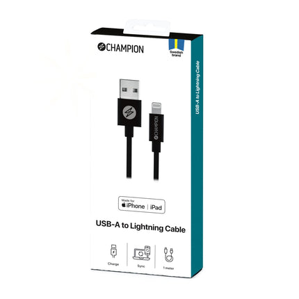 Kabel USB-A na Lightning 1m, černá