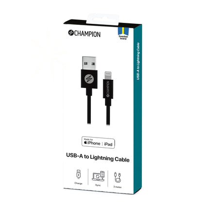 USB-A-auf-Lightning-Kabel 3 m Schwarz
