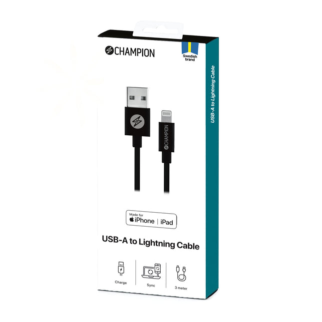 USB-A-auf-Lightning-Kabel 3 m Schwarz