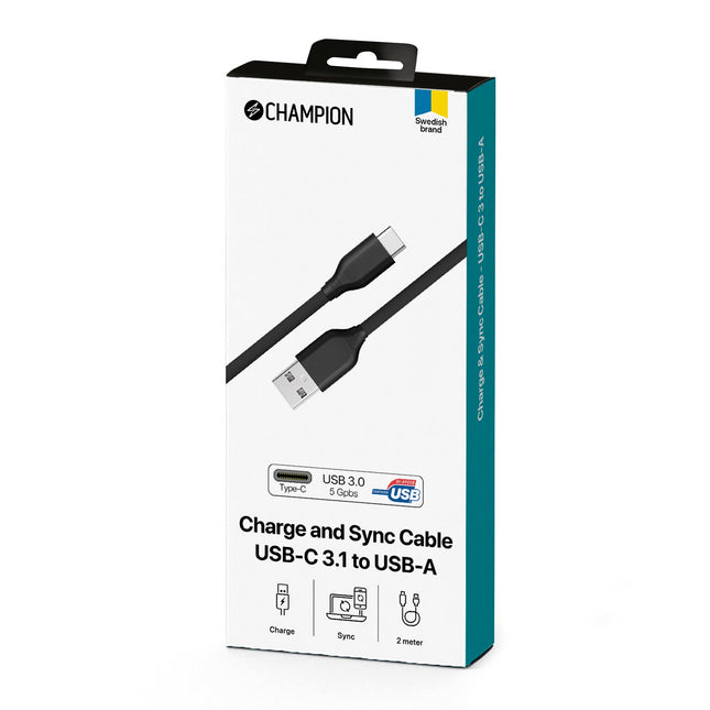 USB-A-auf-USB-C-Kabel 2 m Schwarz