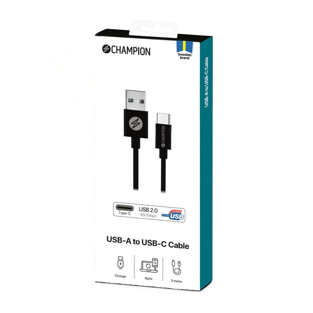 USB-A-auf-USB-C-Kabel 3 m Schwarz