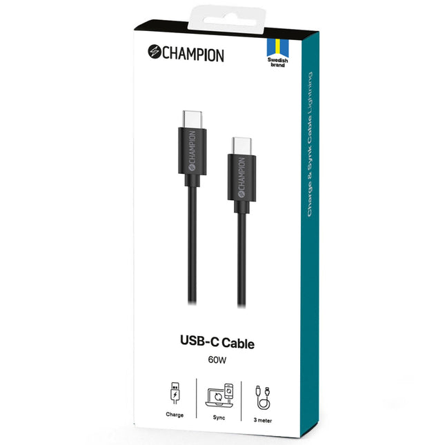 USB-C-Kabel 60 W 3 m Schwarz
