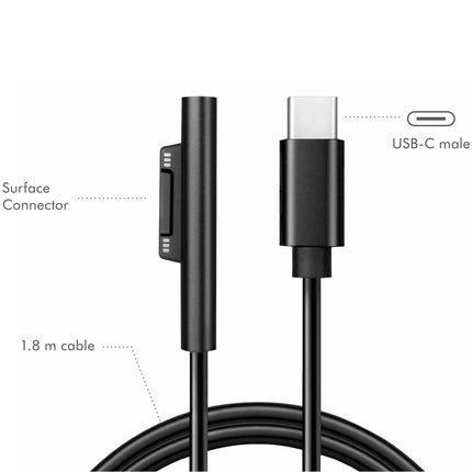 USB-C Ladekabel Microsoft Surface 60W PD 1,8 m