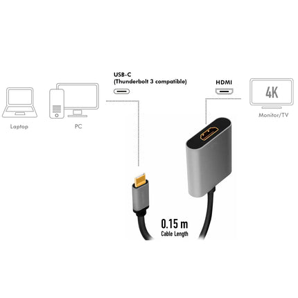 Adaptér USB-C -> HDMI 4K/60Hz hliník 15cm