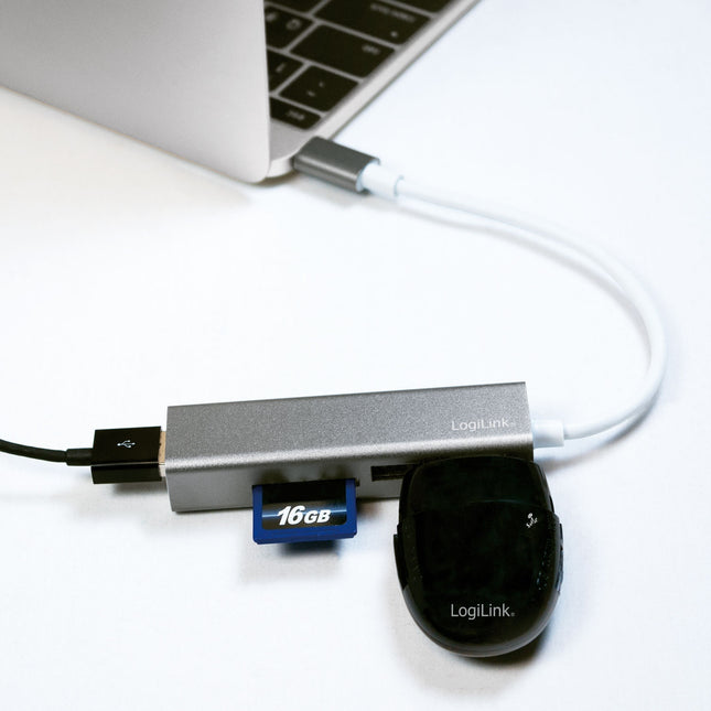 USB-C-Hub mit 3 Anschlüssen + Speicherkartenleser