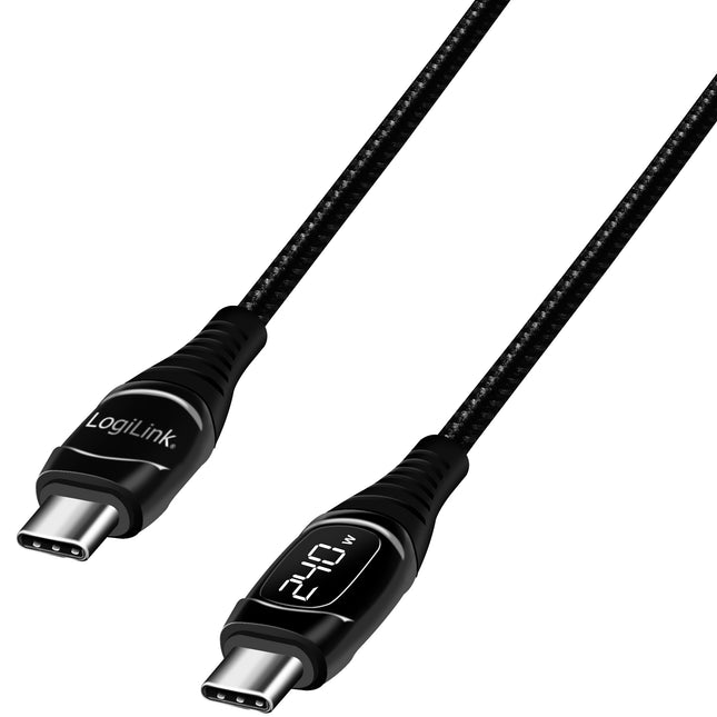 USB-C - USB-C-Kabel mit Display USB 2.0 PD 3.1 240W 1 m Schwarz