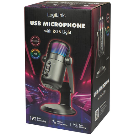 USB Cardioid Microphone with RGB Lighting, 192kHz/24-Bit