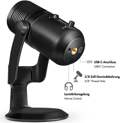 USB Cardioid Microphone with RGB Lighting, 192kHz/24-Bit