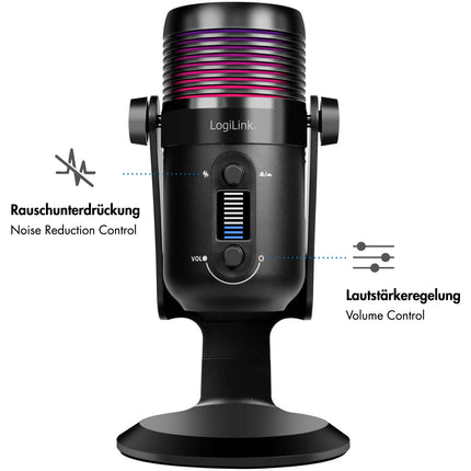USB Cardioid Microphone with RGB Lighting, 192kHz/24-Bit
