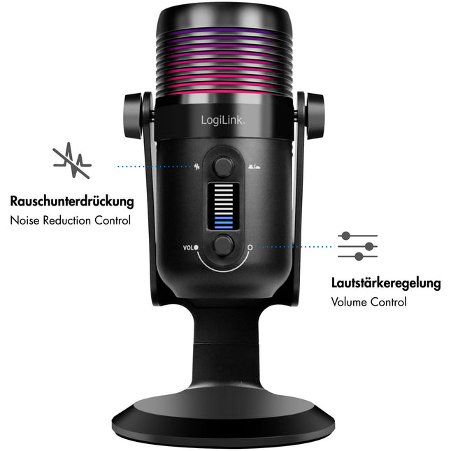 USB-Kondensatormikrofon mit RGB-Beleuchtung, 192 kHz/24-Bit