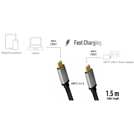 Kabel USB-C USB 2.0 PD 3.0 100W 480 Mbps hliník 1.5m