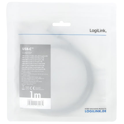 USB-C cable USB 3.2 Gen2 PD 3.0 100W 10Gbps 4K/60Hz Alu 1m