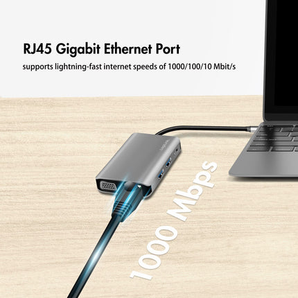 USB-C-Dockingstation 7-in-1 HDMI/VGA/RJ45/USB-C 100W PD