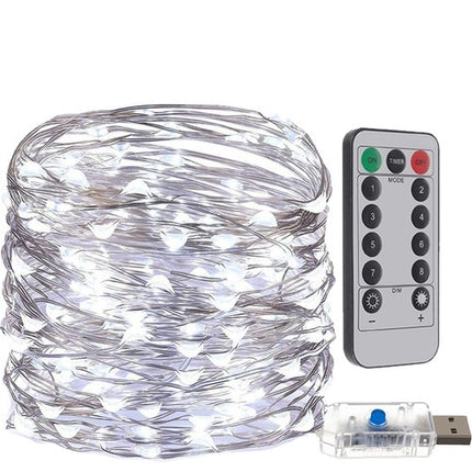 USB-Weihnachtsbaumbeleuchtung - 300 LED-Kabel, kaltweiß 