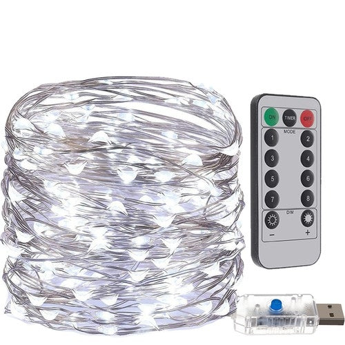USB-Weihnachtsbaumbeleuchtung - 300 LED-Kabel, kaltweiß 