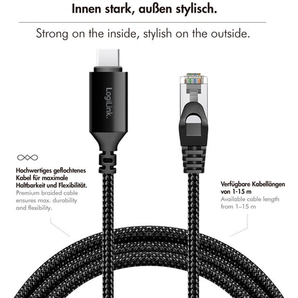 USB-C auf RJ45 Ethernet Kabel, 1 Gbit/s, 1m Länge