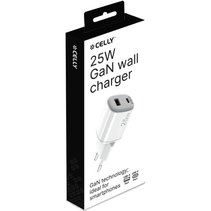 USB nabíječka GaN 1 x USB-A + 1 x USB-C PD 25W