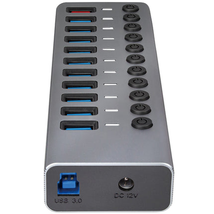 Hub USB 10+1 ports avec boutons marche/arrêt séparés USB 3.2 Gen 1