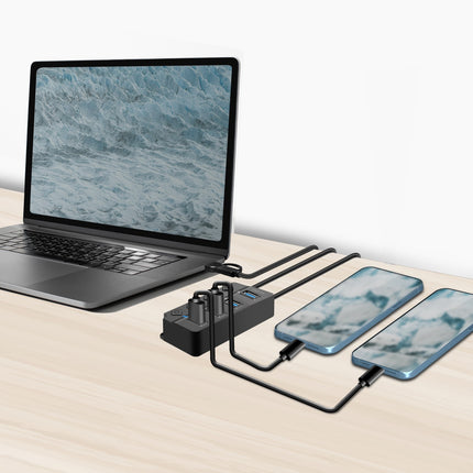 USB-Hub 4-Port mit separaten Ein-/Aus-Tasten USB-C/USB-A in USB 3.2 Gen1