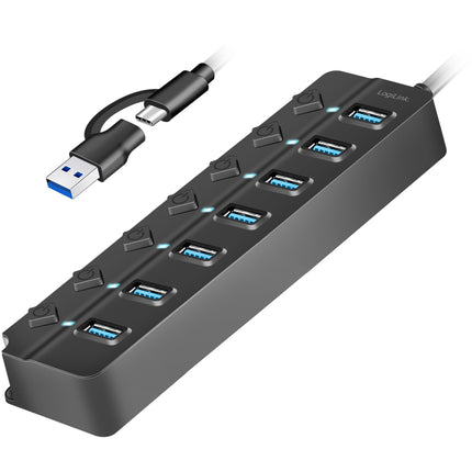 USB-Hub 7-Port mit separaten Ein-/Aus-Tasten USB-C/USB-A in USB 3.2 Gen1