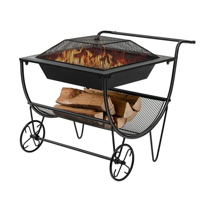 U-förmiges Kaminholzregal, Metall, 75,5 x 58,5 x 56,5 cm, Schwarz