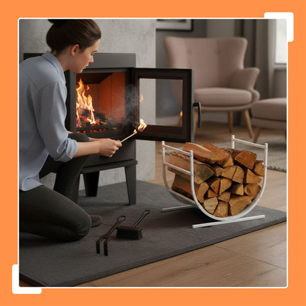 U-förmiges Metall-Kaminholzregal – Halbrundes Design