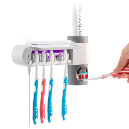 UV-Zahnbürstensterilisator mit Ständer und Zahnpastaspender Smiluv InnovaGoods